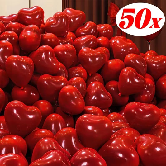 Red Heart Balloons 10–50 Pack – Valentine’s Day Latex Balloons for Wedding, Anniversary & Party Decorations