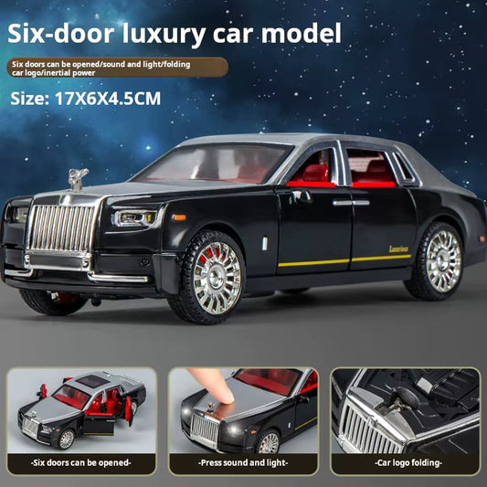 Rolls-Royce Phantom Model Car – Luxury Diecast Style Toy Car with Lights, Sound & Opening Doors (16.8cm)