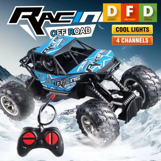 4x4 Remote Control Car with LED Lights – Off-Road Climbing RC Truck for Kids (Rechargeable)