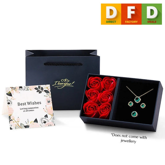 Rose Jewellery Gift Box – Valentine’s Day Flower Ring & Necklace Presentation Case with Carry Bag